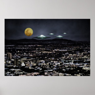 Poster Objet volant UFO dans l'espace