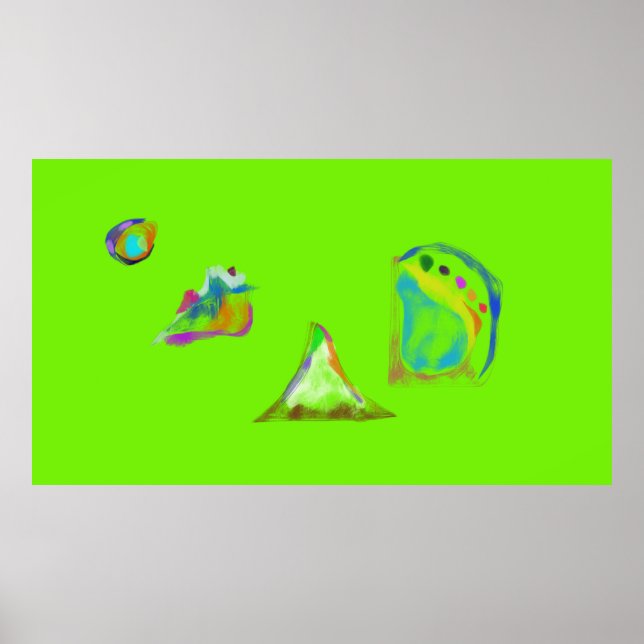 Poster Objets Abstraits Simples Vert Clair (Devant)