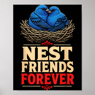 Poster Observateur d'oiseaux Nichoir Amis pour toujours I