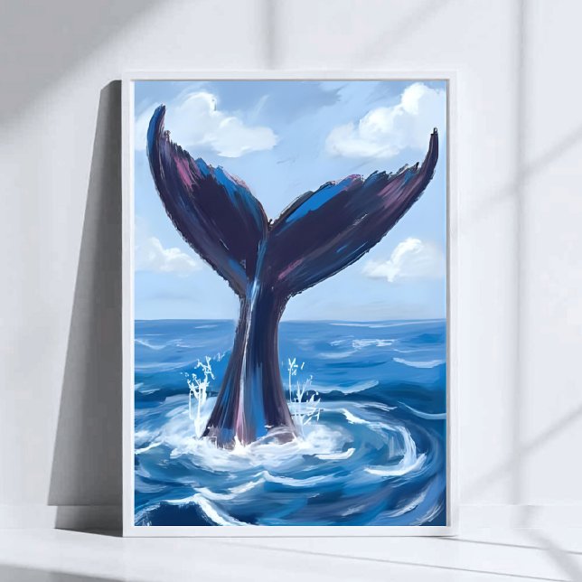 Poster Observation des baleines | Aquarelle bleu (Créateur téléchargé)