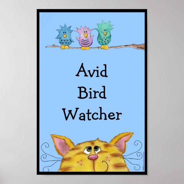 Poster Observation d'oiseaux - Montres de chats Oiseaux a (Devant)