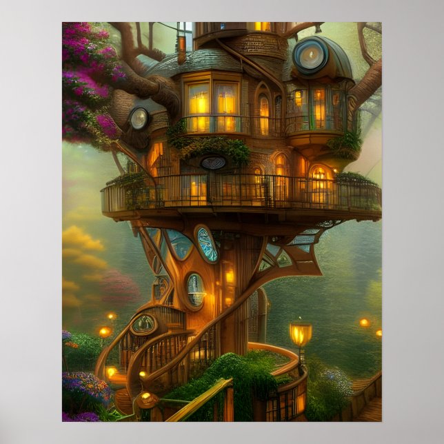 Poster Observatoire Steampunk Treehouse (Devant)