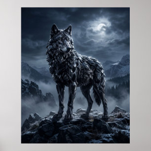 Poster Obsidienne Loup Crête de Minuit