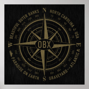 Poster OBX Compass Banques extérieures Vintage Gold Black