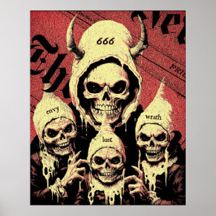 Poster Occulte Horreur Skeletons Devil Sins