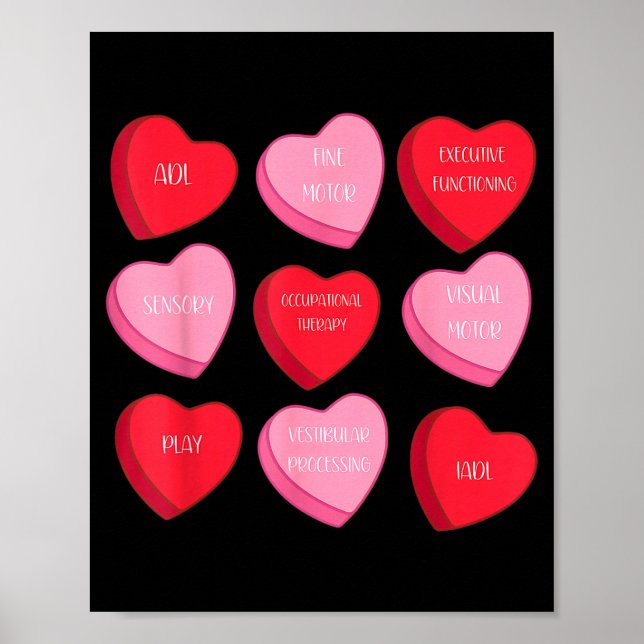 Poster Occupational Therapy Heart Candy Valentine Day Ot  (Devant)