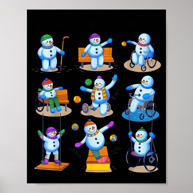 Poster Occupational Therapy Ot Christmas Funny Snowman Xm (Devant)
