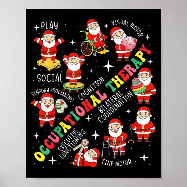 Poster Occupational Therapy Retro Groovy Ot Santa Therast (Devant)