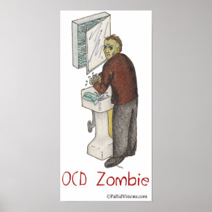 Poster OCD Zombie Washing Hands