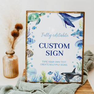 Poster Ocean Animaux Garçon Anniversaire Panneau de la ta