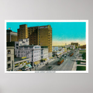 Poster Ocean Avenue En regardant vers l'est, Long Beach