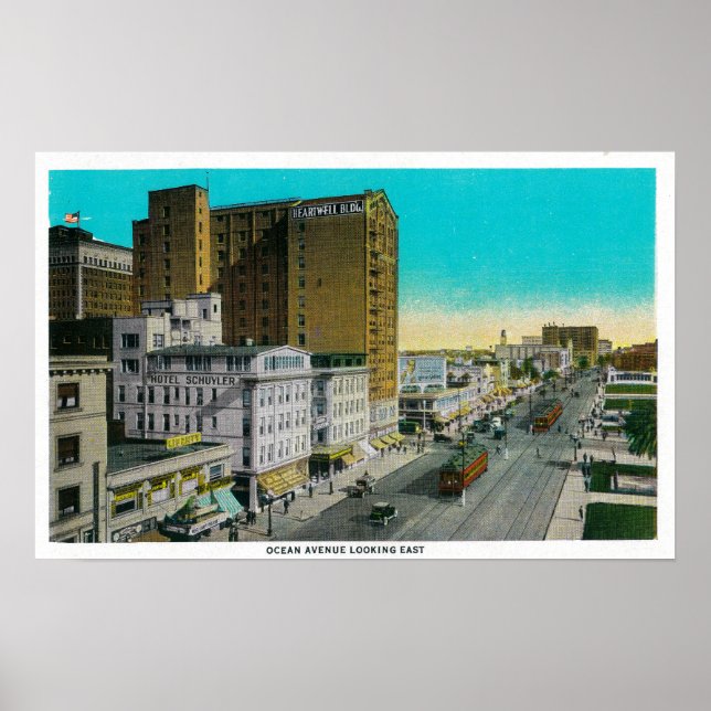 Poster Ocean Avenue En regardant vers l'est, Long Beach (Devant)