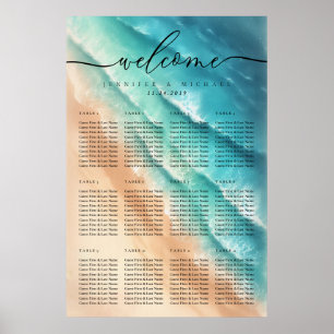 Poster Ocean Beach - Mariage de fête d'été Numéros de tab