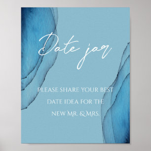 Poster Océan bleu aquamarine date jarre douche nuptiale