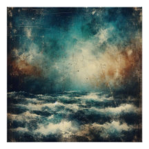Océan bleu orageux vieille photographie