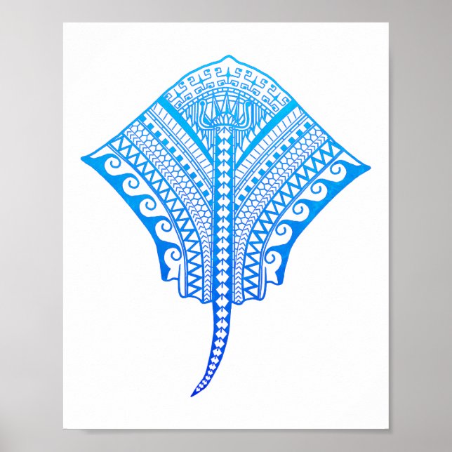 Poster ocean_blue_sting_ray (Devant)