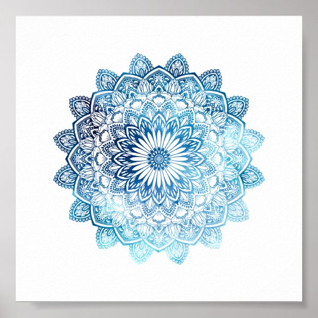 Poster Ocean Blue Watercolor Mandala (Devant)