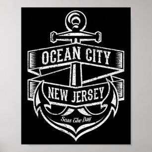 Poster Ocean City New Jersey Nj Conception Ancre Vintage