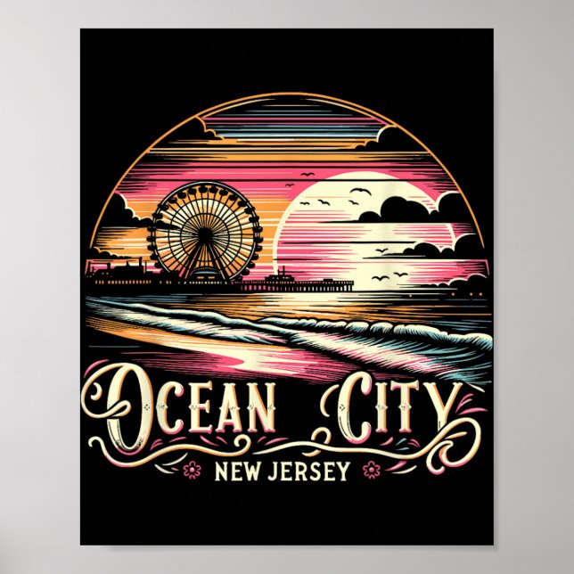 Poster Ocean City New Jersey Travel Summer Family Vacatio (Devant)