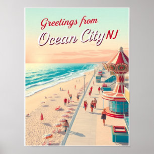 Poster Ocean City, New Jersey – Vues de la promenade