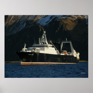 Poster Océan de l'Alaska, chalutier d'usine dans havre né