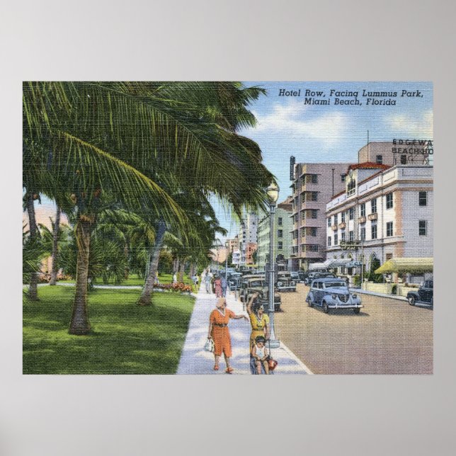 Poster Ocean Drive, Miami Beach Vintage (Devant)