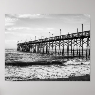 Poster Ocean Isle Fishing Pier Noir et blanc