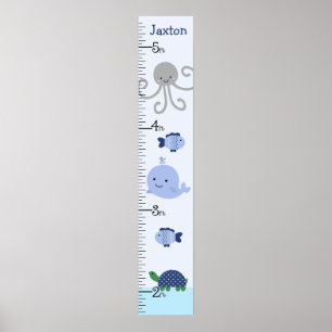 Poster Ocean Life Blue Whale Growth Chart Gardez à 8x44!