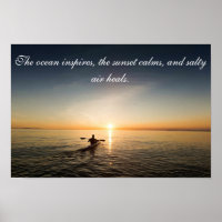 Ocean Sunset Kayak Canoe Citation Inspirante Poste