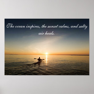 Poster Ocean Sunset Kayak Canoe Citation Inspirante Poste