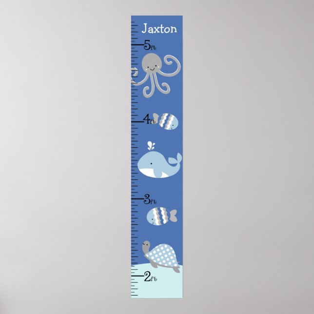 Poster Océan Vie bleu Gris gris graphique Croissance Gard (Devant)