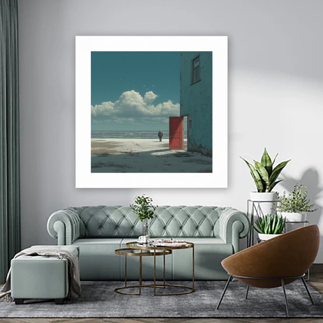 Poster Ocean View - A Man Stands Staring at Ocean (Créateur téléchargé)