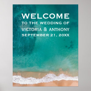 Poster Ocean Wave, Beach Wedding Bienvenue