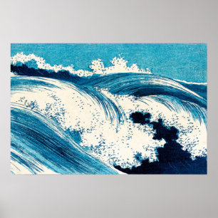 Poster Ocean Waves peinture japonaise Vintage
