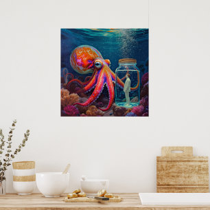 Poster "Ocean's Silent Captive" - Portrait de pieuvre