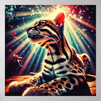 Poster Ocelot Lumineux - L'Art Lightburst de la Jungle My