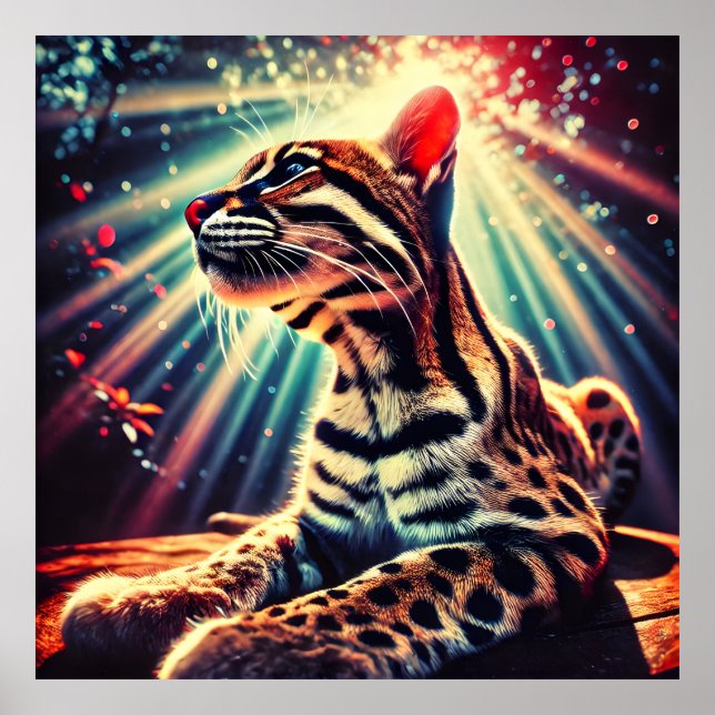 Poster Ocelot Lumineux - L'Art Lightburst de la Jungle My (Devant)