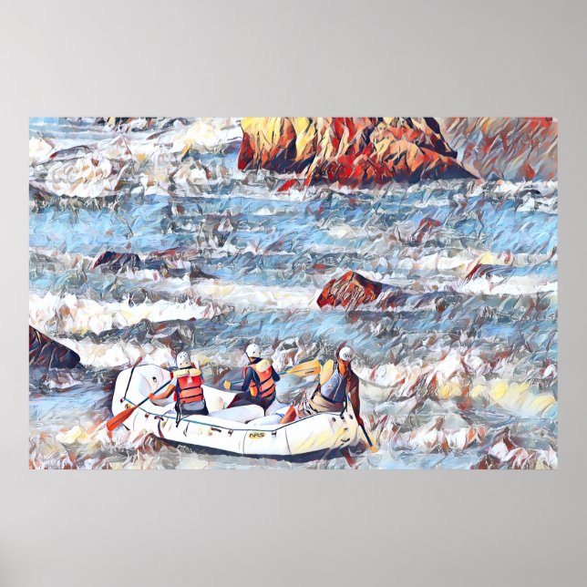 Poster Ocoee River Tennessee Peinture de rafting en eau v (Devant)