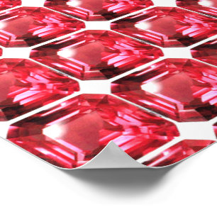 Poster Octagon en forme de Ruby Gemstone Juillet Birthsto