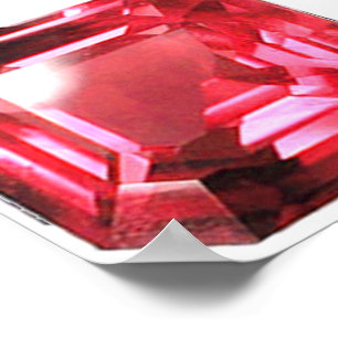 Poster Octagon en forme de Ruby Gemstone Juillet Birthsto