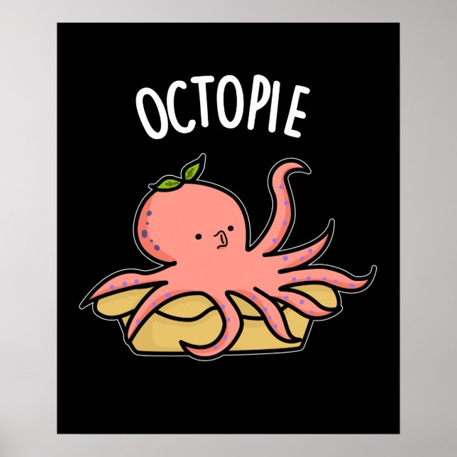 Poster Octo-tarte Drôle de pieuvre Tarte Pun Sombre BG (Devant)