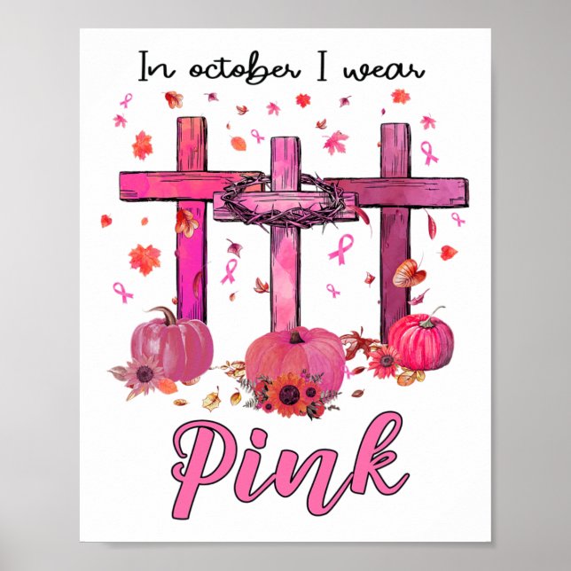 Poster Octobre Nous Portons Pink Christian Le Cancer Du S (Devant)
