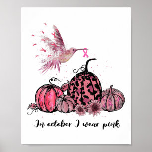 Poster Octobre Nous Portons Pink Hummingbird Cancer du se