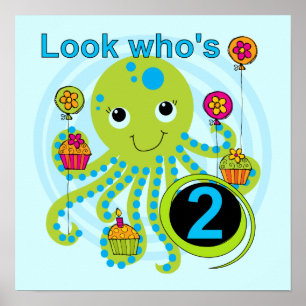 Poster Octopus 2e anniversaire T-shirts et cadeaux
