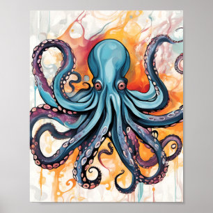 Poster Octopus Abstrait coloré