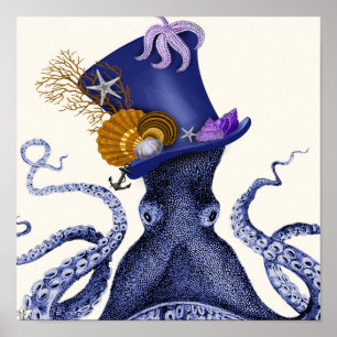 Poster Octopus avec Casquette nautique