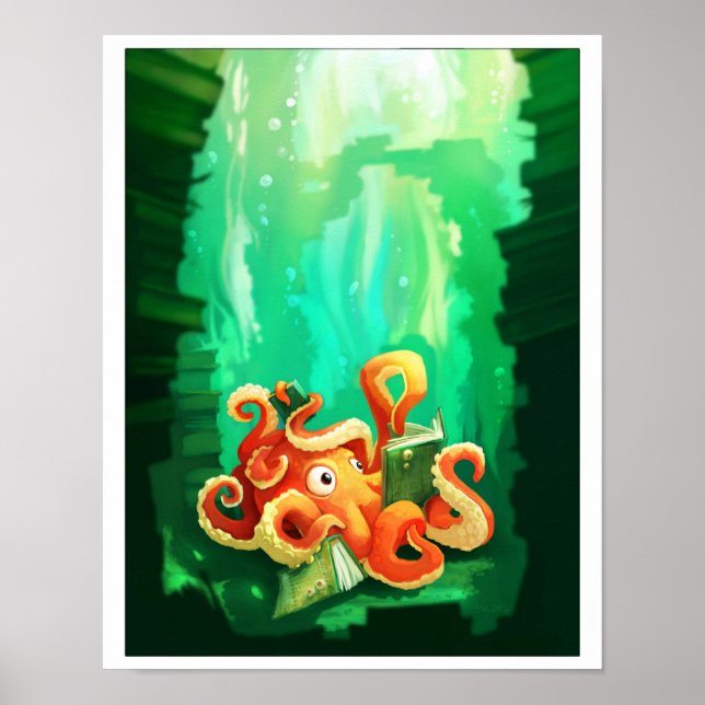 Poster Octopus et ses livres (Devant)
