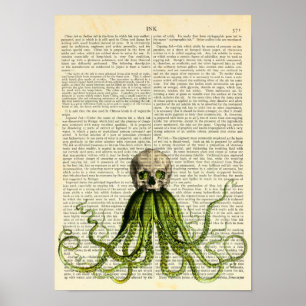 Poster Octopus portant un crâne, gothique, horreur, calma