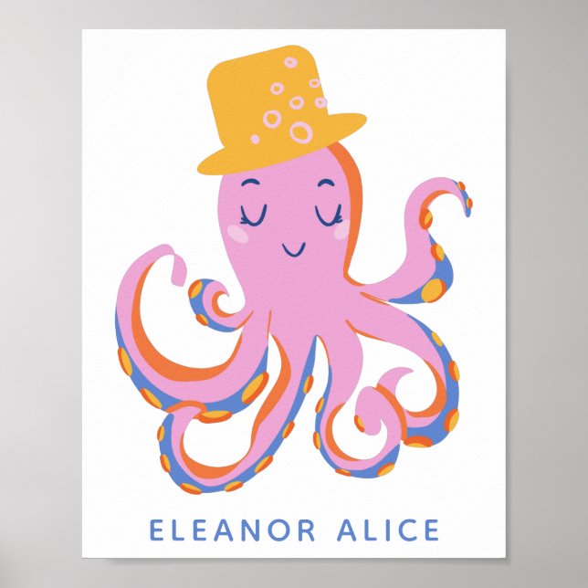 Poster Octopus rose Quirky Dancing Animal Personnalisé (Devant)
