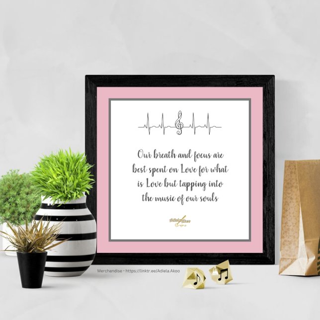 Poster Ode to Love de la poète Adiela Akoo (Love -the Music of our Souls Poster by Poet Adiela Akoo. Perfect with matching pillows. Get it now!)